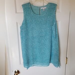 Fever XL Aqua and White Flowy Sleeveless Top